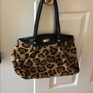 Cheetah print calf hair and soft leather bag
